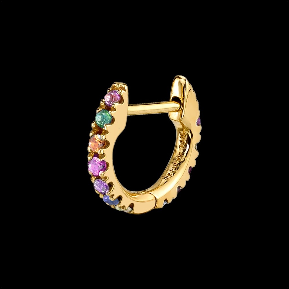 The Last Line Rainbow Small Huggie Earrings 14K